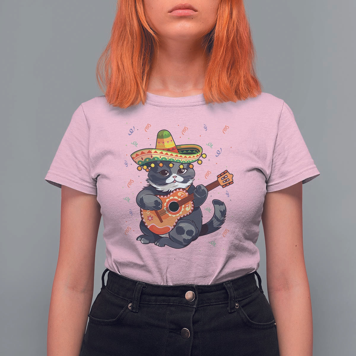 Cinco De Mayo Cat T Shirt For Women Playing Huichoi Cute Sombrero Hat - Wonder Print Shop