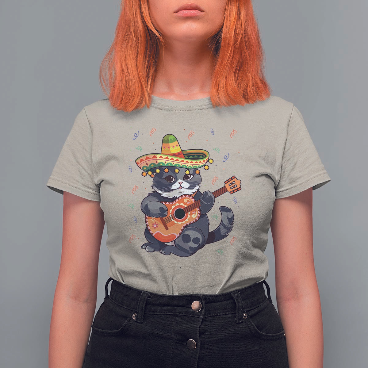 Cinco De Mayo Cat T Shirt For Women Playing Huichoi Cute Sombrero Hat - Wonder Print Shop