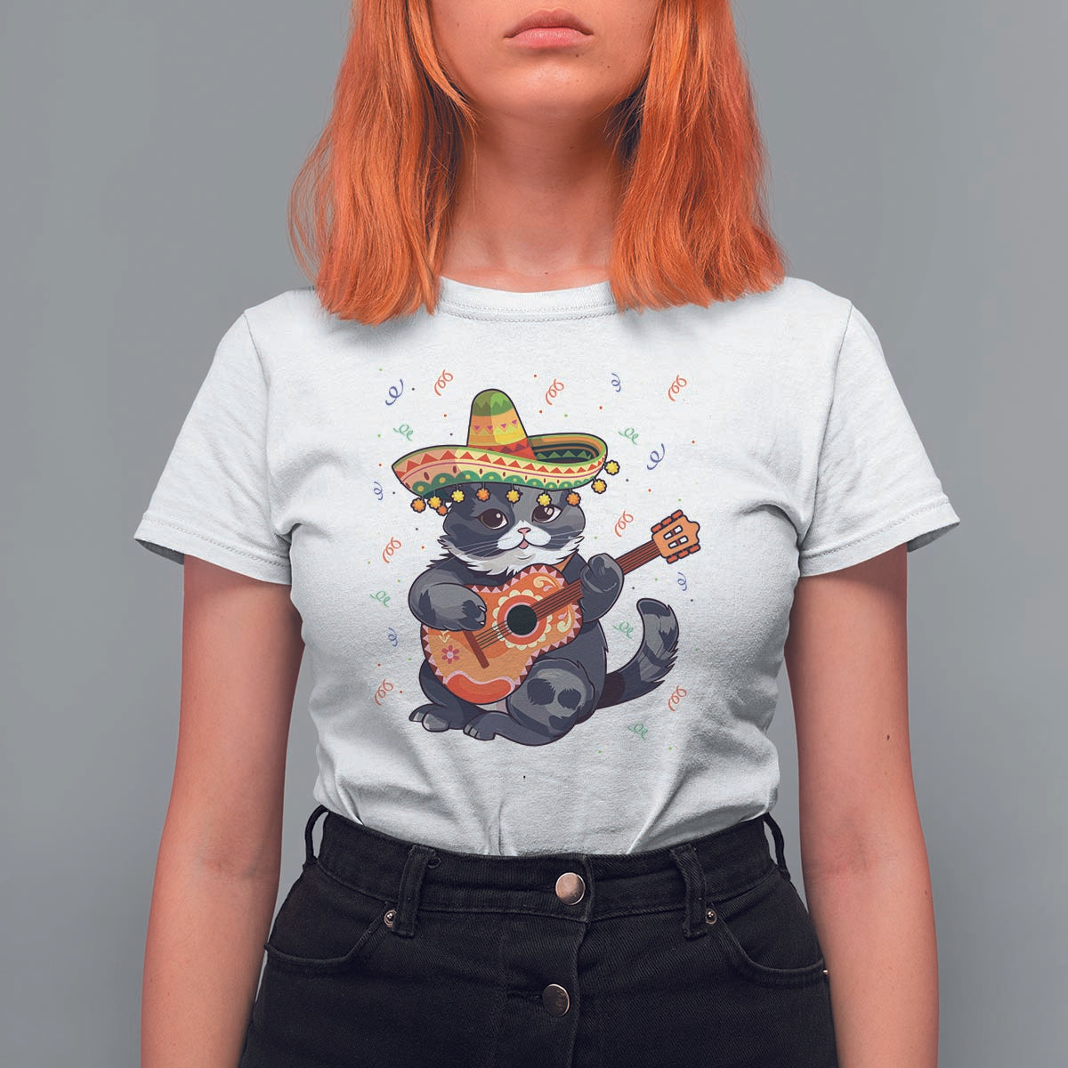 Cinco De Mayo Cat T Shirt For Women Playing Huichoi Cute Sombrero Hat - Wonder Print Shop