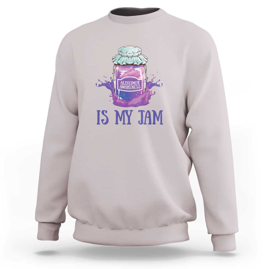 Alzheimer Is My Jam Sweatshirt Awareness Support Funny Saying Quotes Grape Jar - Wonder Print Shop