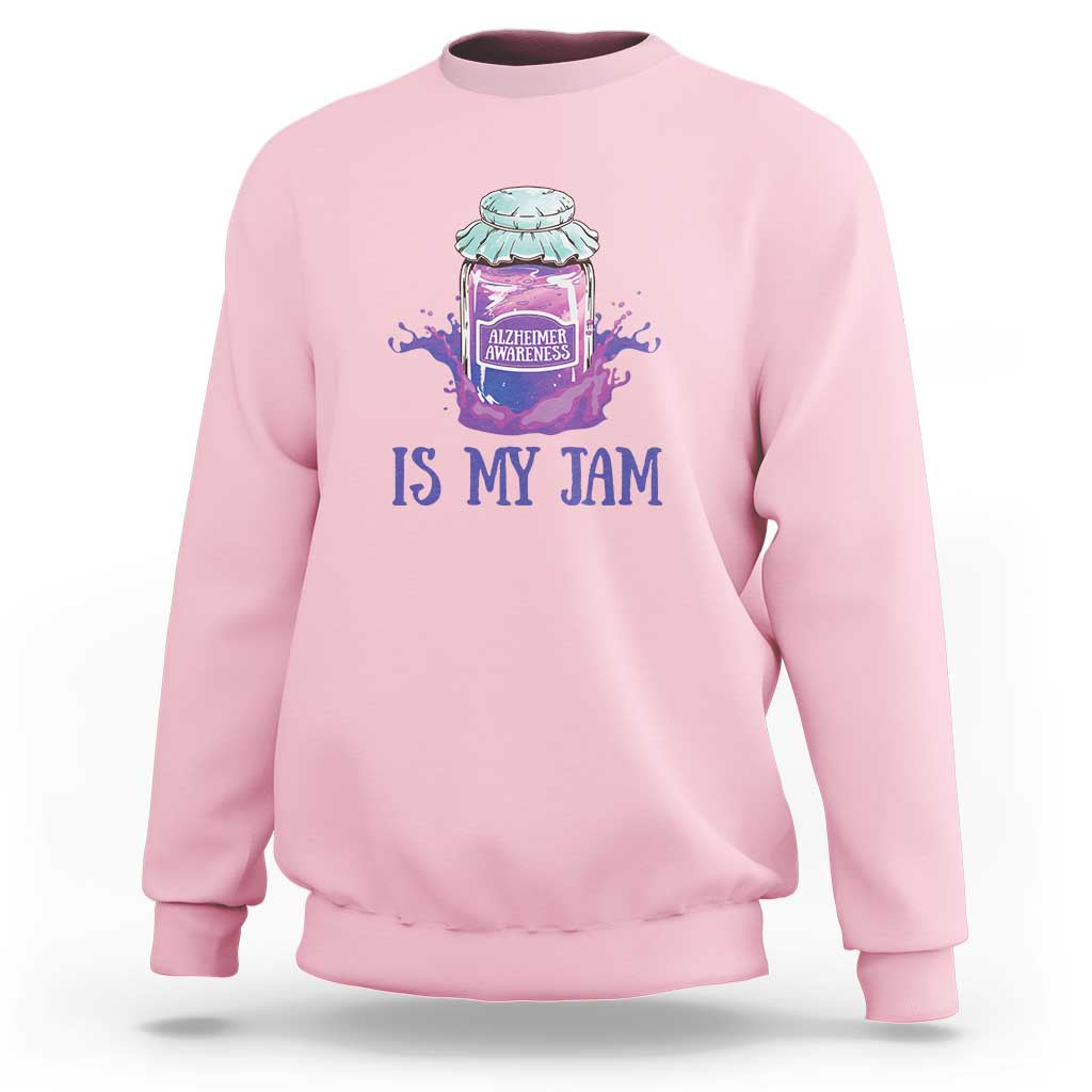 Alzheimer Is My Jam Sweatshirt Awareness Support Funny Saying Quotes Grape Jar - Wonder Print Shop