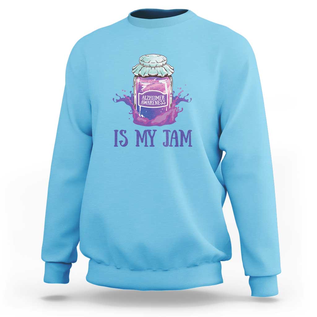 Alzheimer Is My Jam Sweatshirt Awareness Support Funny Saying Quotes Grape Jar - Wonder Print Shop