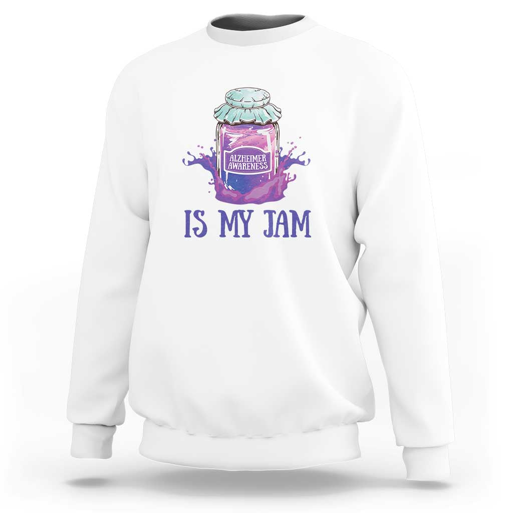 Alzheimer Is My Jam Sweatshirt Awareness Support Funny Saying Quotes Grape Jar - Wonder Print Shop