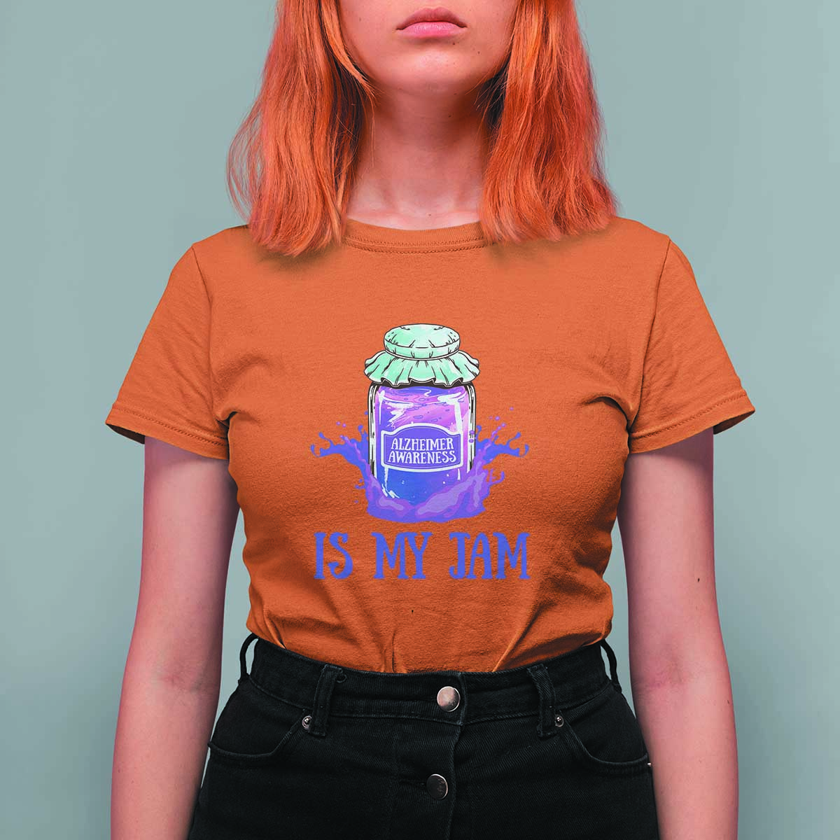 Alzheimer Is My Jam T Shirt For Women Awareness Support Funny Saying Quotes Grape Jar - Wonder Print Shop