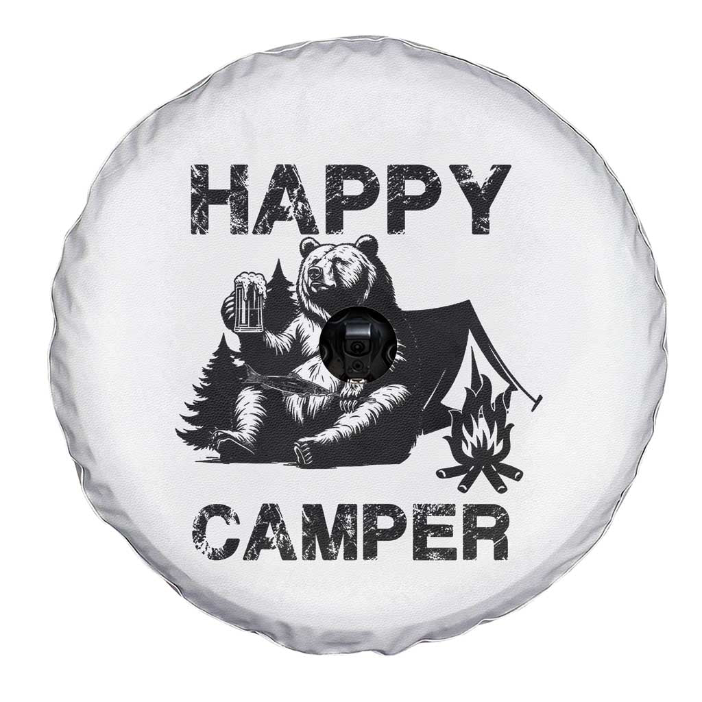 Camping Lover Spare Tire Cover Happy Camper Funny Bear Campfire Beer