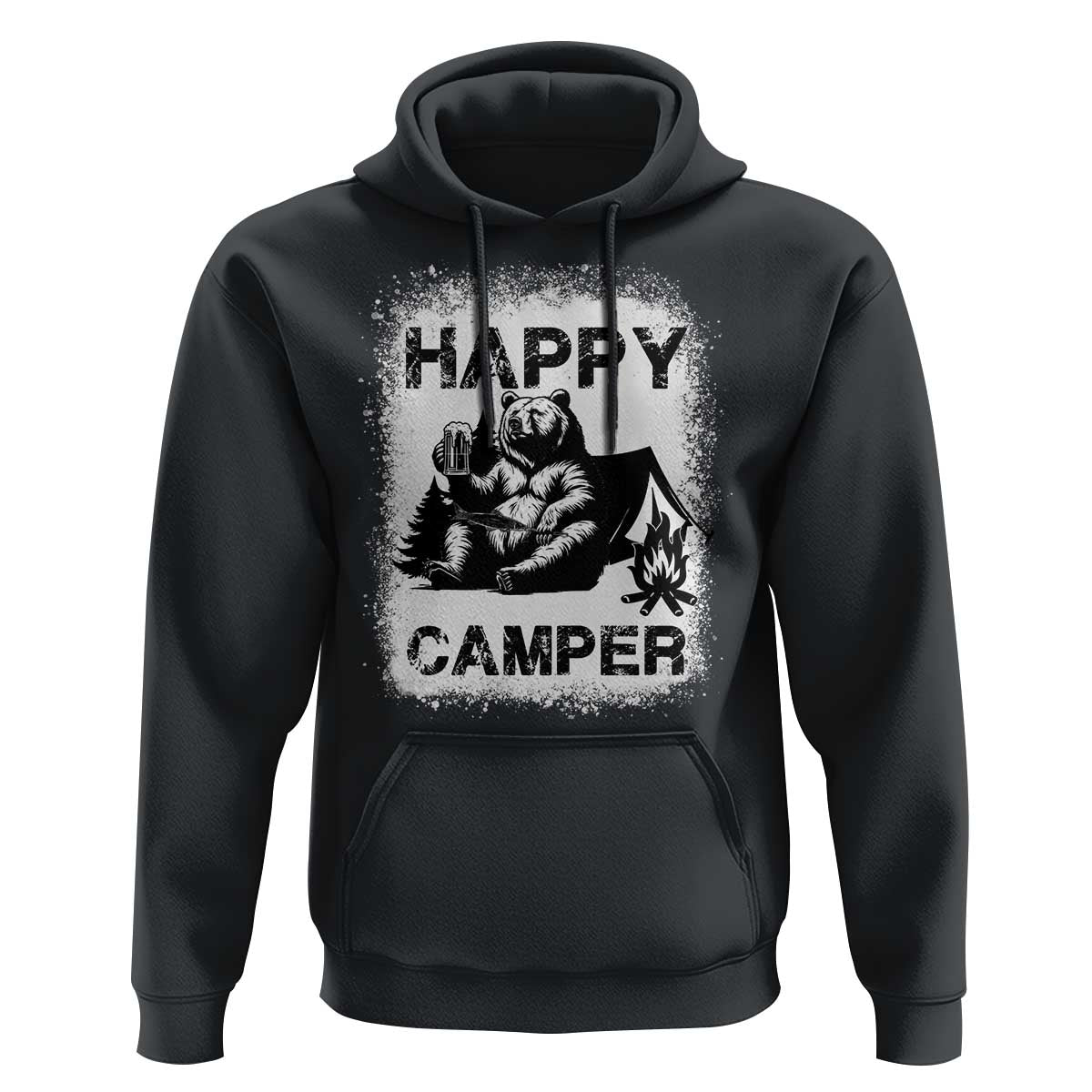 Camping Lover Hoodie Happy Camper Funny Bear Campfire Beer - Wonder Print Shop