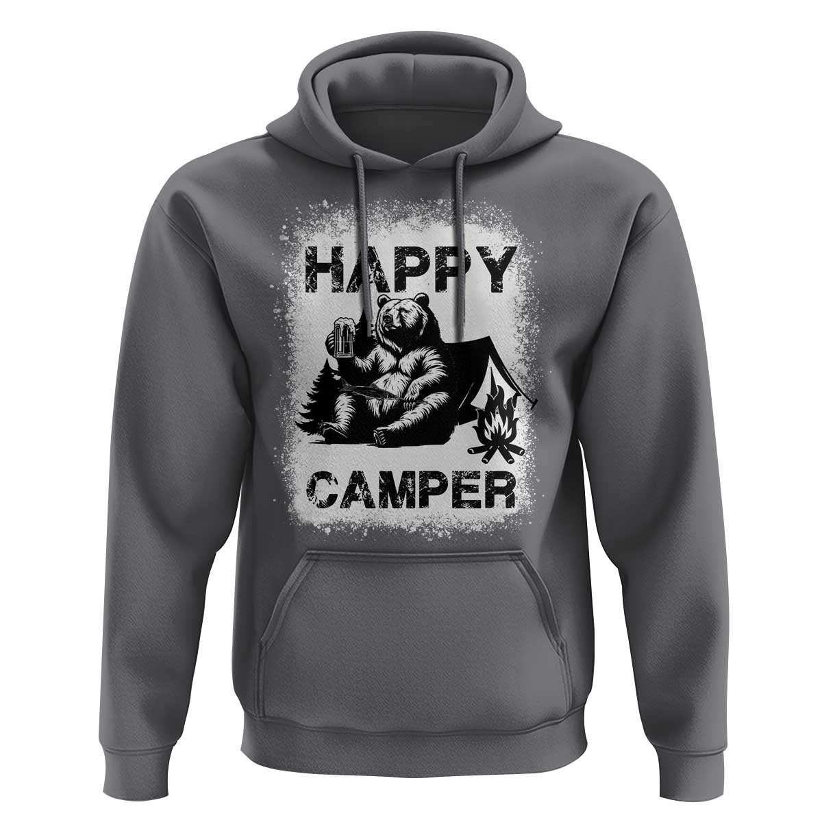 Camping Lover Hoodie Happy Camper Funny Bear Campfire Beer - Wonder Print Shop