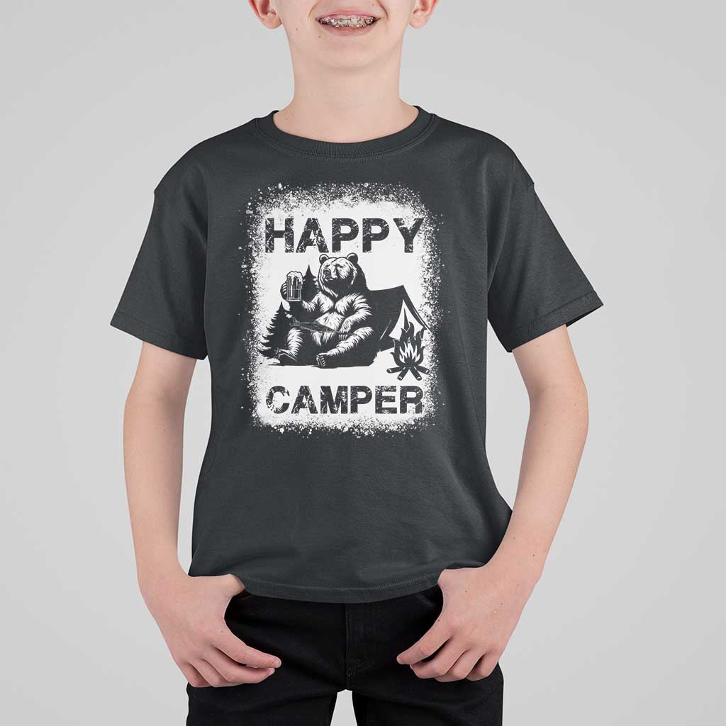 Camping Lover T Shirt For Kid Happy Camper Funny Bear Campfire Beer - Wonder Print Shop