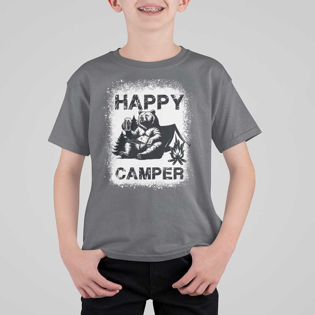 Camping Lover T Shirt For Kid Happy Camper Funny Bear Campfire Beer - Wonder Print Shop