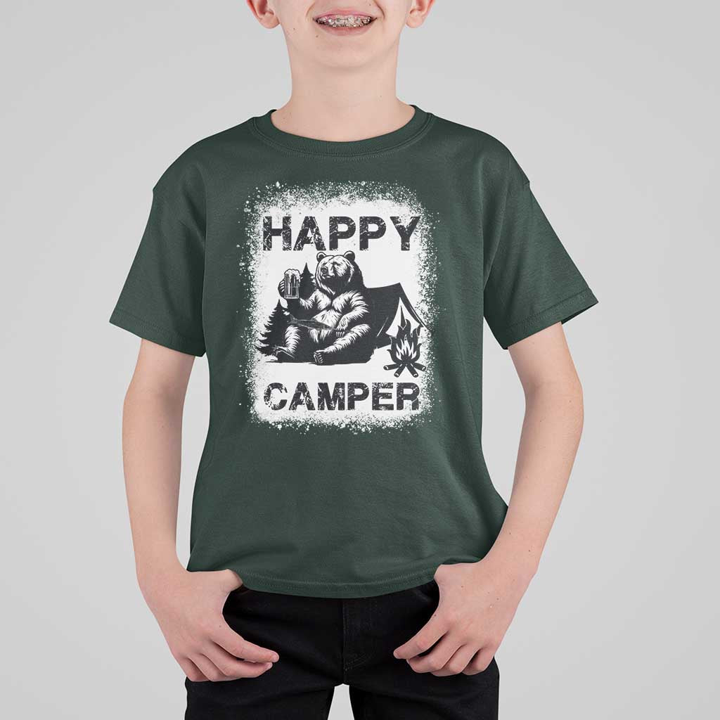 Camping Lover T Shirt For Kid Happy Camper Funny Bear Campfire Beer - Wonder Print Shop
