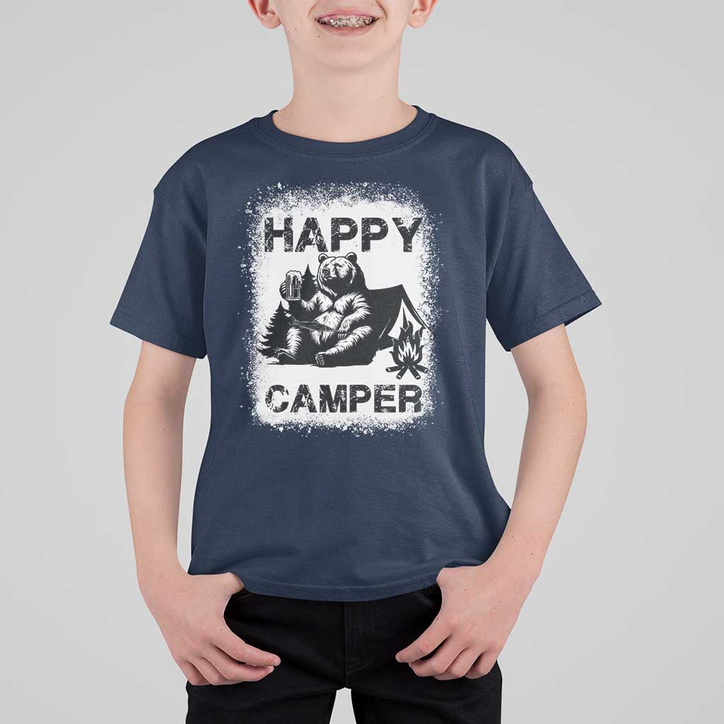 Camping Lover T Shirt For Kid Happy Camper Funny Bear Campfire Beer - Wonder Print Shop