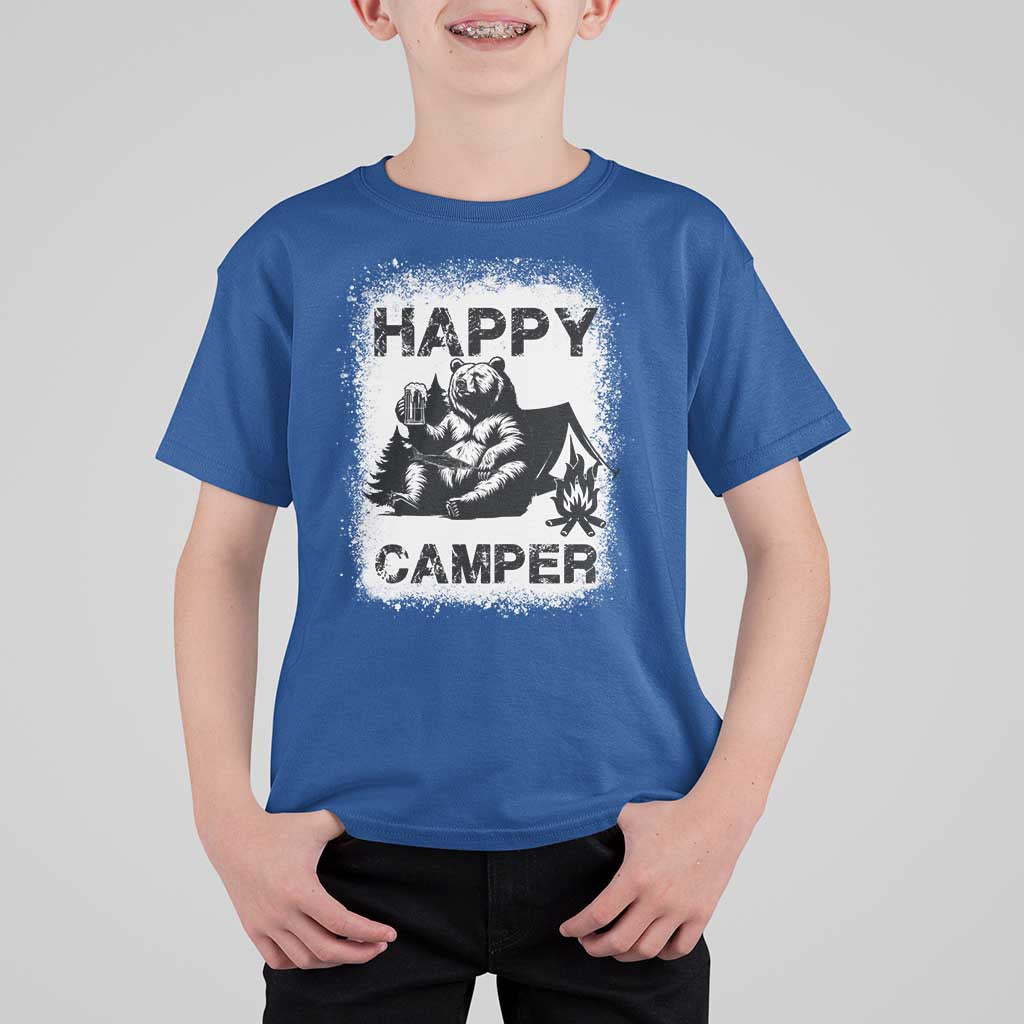 Camping Lover T Shirt For Kid Happy Camper Funny Bear Campfire Beer - Wonder Print Shop
