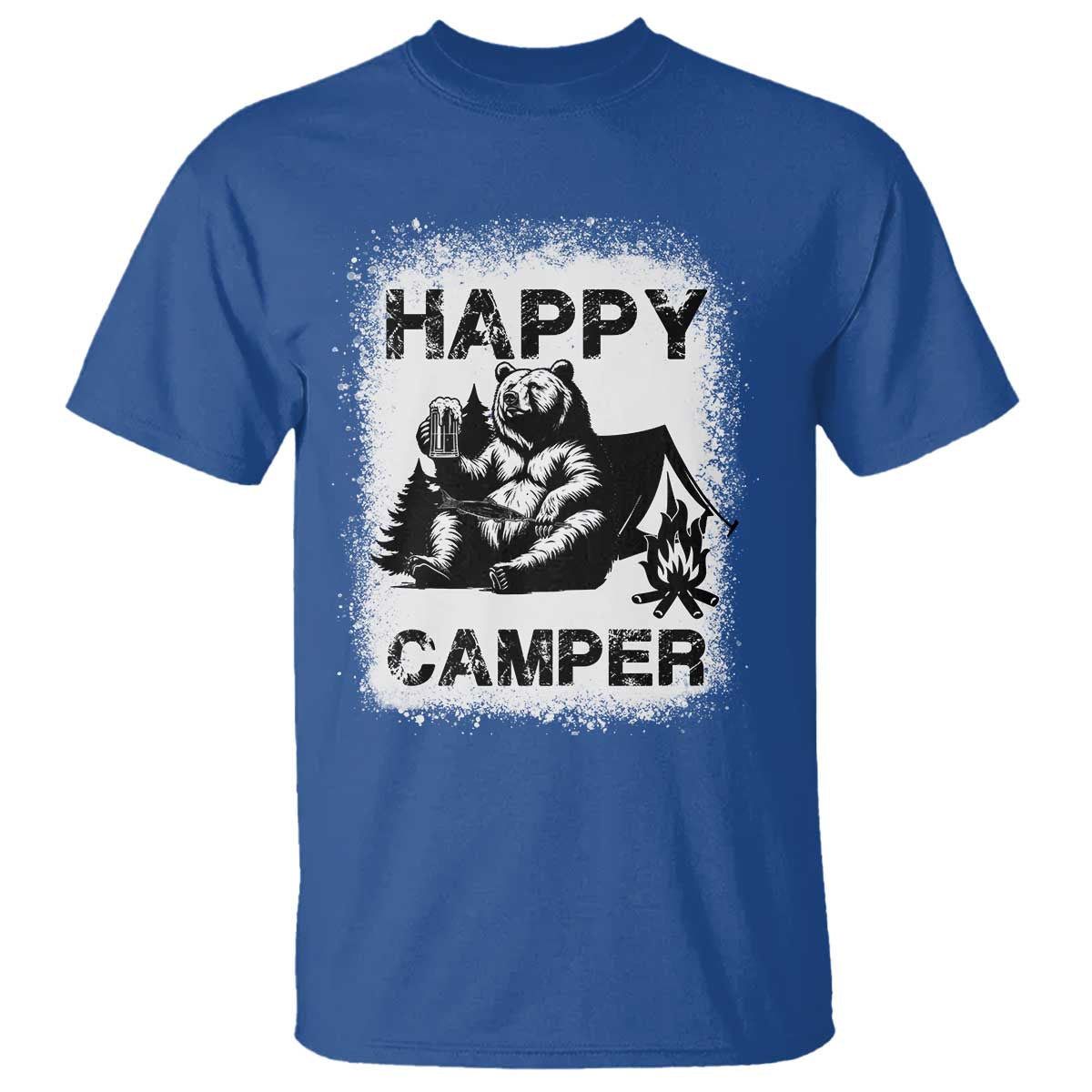 Camping Lover T Shirt Happy Camper Funny Bear Campfire Beer - Wonder Print Shop