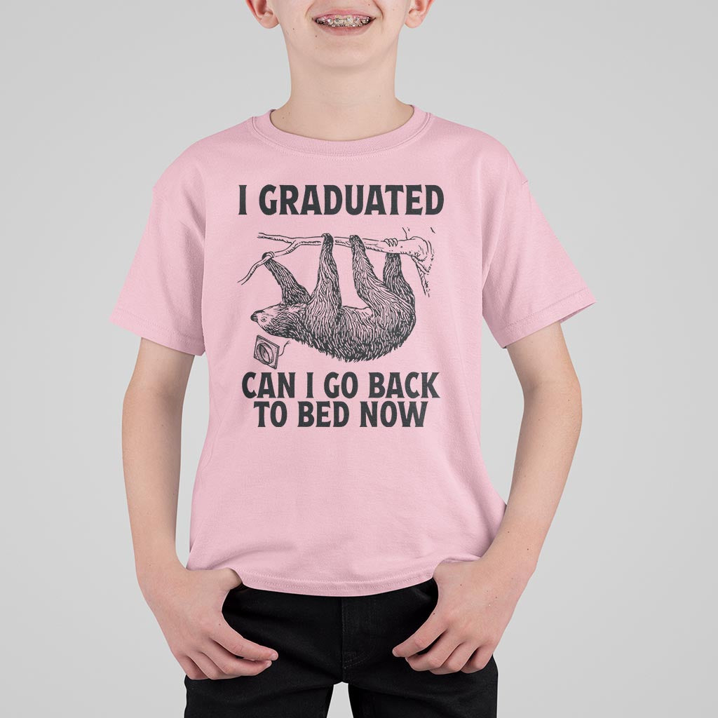 Graduation T Shirt For Kid I Graduated Can I Go Back To Bed Now Cute Sloth - Wonder Print Shop