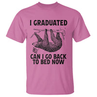Graduation T Shirt I Graduated Can I Go Back To Bed Now Cute Sloth - Wonder Print Shop