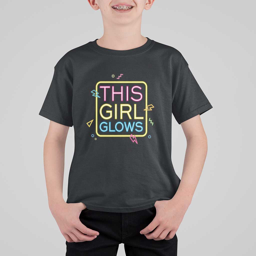 This Girl Glows T Shirt For Kid Neon Women Party Night - Wonder Print Shop