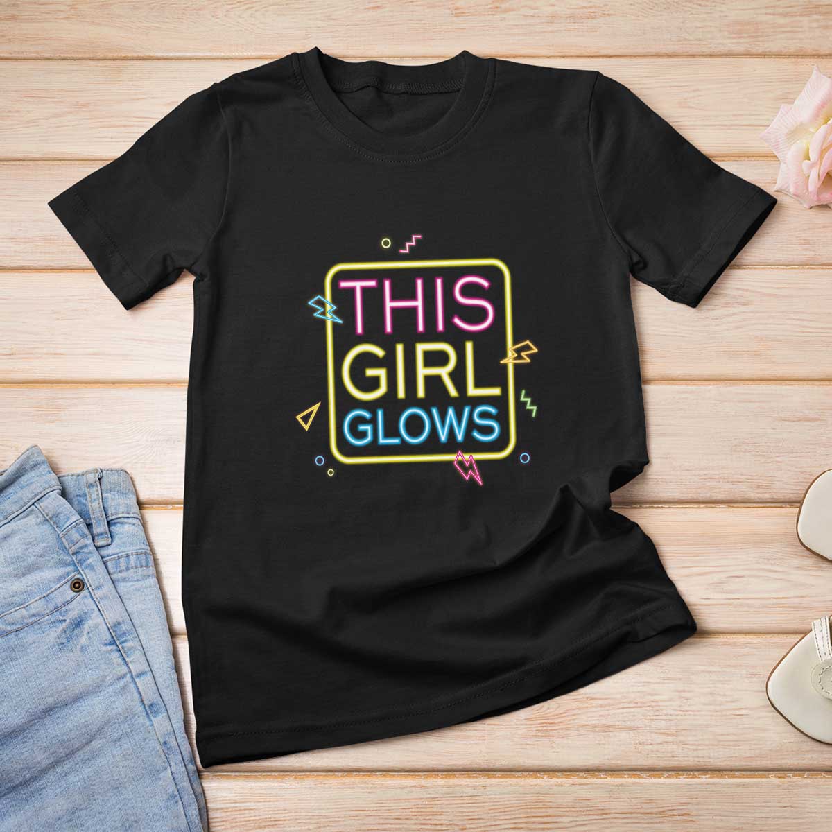 This Girl Glows T Shirt For Women Neon Women Party Night - Wonder Print Shop