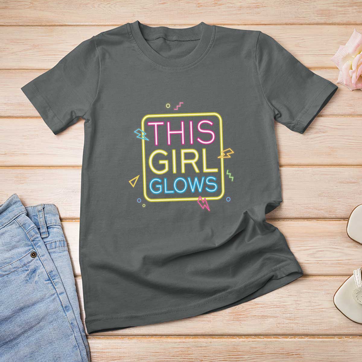 This Girl Glows T Shirt For Women Neon Women Party Night - Wonder Print Shop