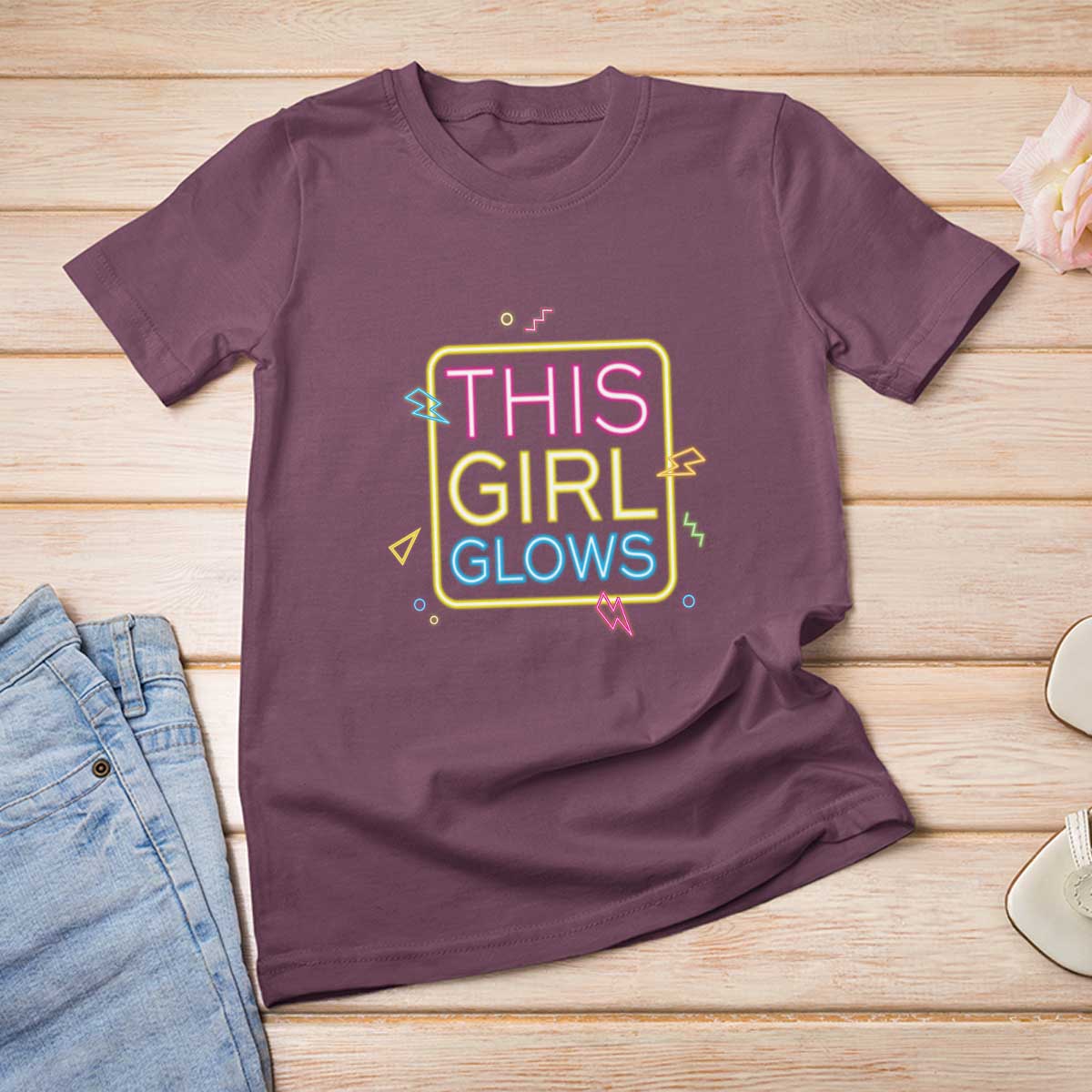 This Girl Glows T Shirt For Women Neon Women Party Night - Wonder Print Shop