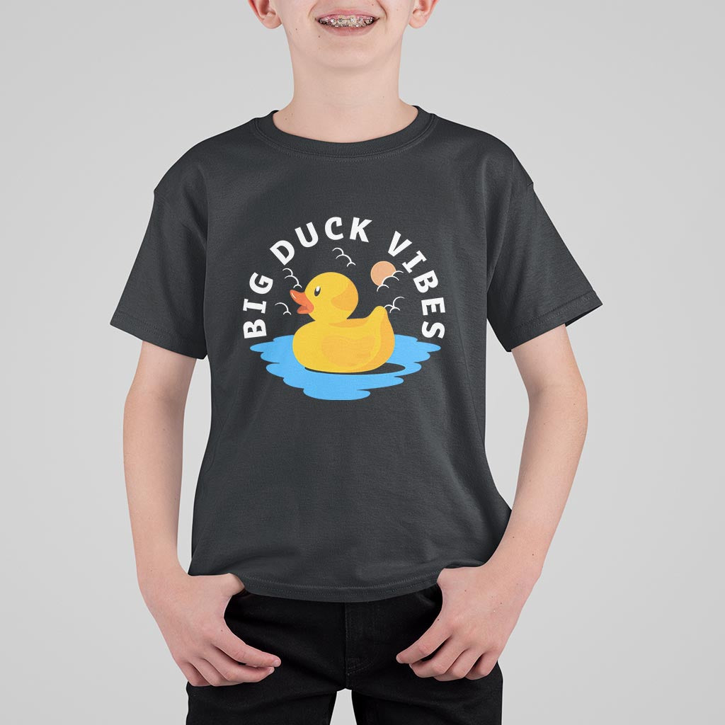 Rubber Ducky T Shirt For Kid Big Duck Vibes Cute Surfing Ocean Waves Summer Vacation - Wonder Print Shop
