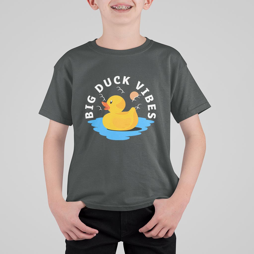 Rubber Ducky T Shirt For Kid Big Duck Vibes Cute Surfing Ocean Waves Summer Vacation - Wonder Print Shop