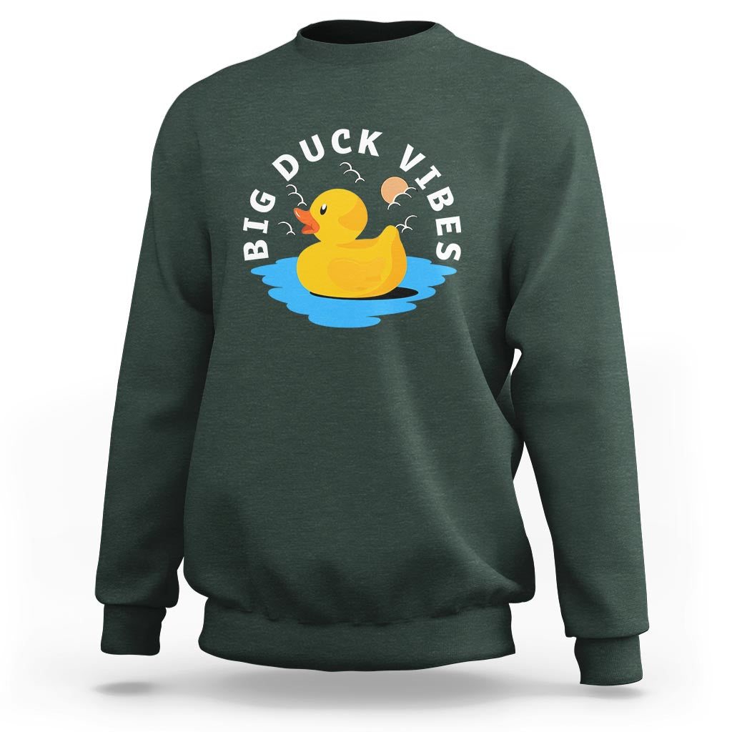 Rubber Ducky Sweatshirt Big Duck Vibes Cute Surfing Ocean Waves Summer Vacation - Wonder Print Shop