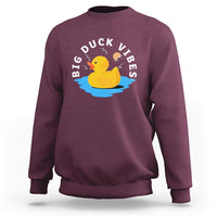 Rubber Ducky Sweatshirt Big Duck Vibes Cute Surfing Ocean Waves Summer Vacation - Wonder Print Shop