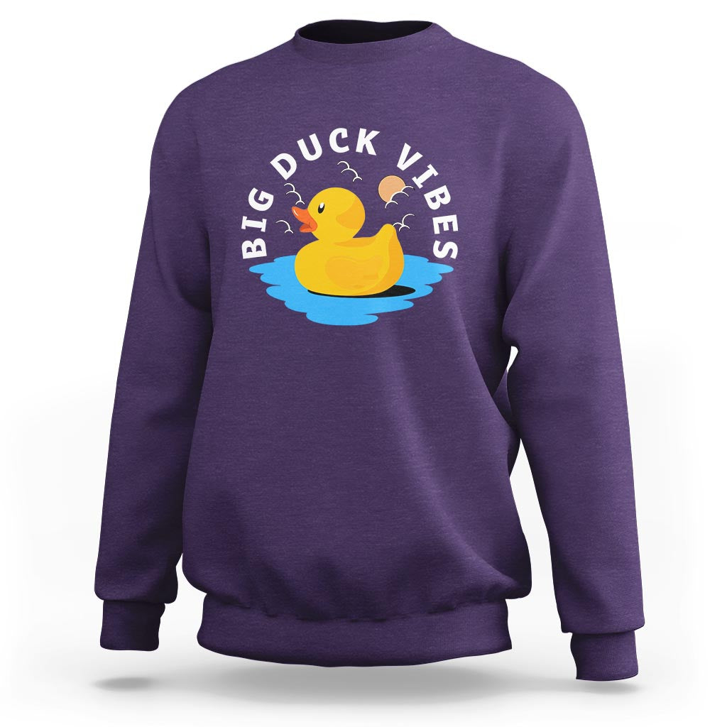 Rubber Ducky Sweatshirt Big Duck Vibes Cute Surfing Ocean Waves Summer Vacation - Wonder Print Shop