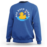 Rubber Ducky Sweatshirt Big Duck Vibes Cute Surfing Ocean Waves Summer Vacation - Wonder Print Shop