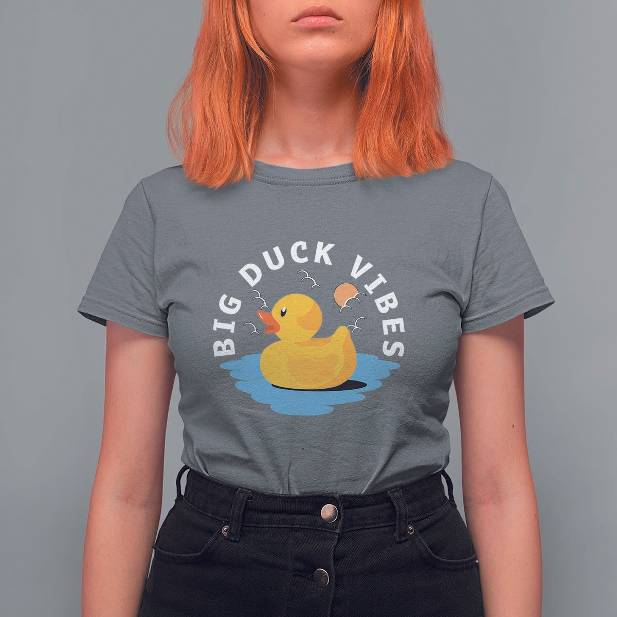 Rubber Ducky T Shirt For Women Big Duck Vibes Cute Surfing Ocean Waves Summer Vacation - Wonder Print Shop