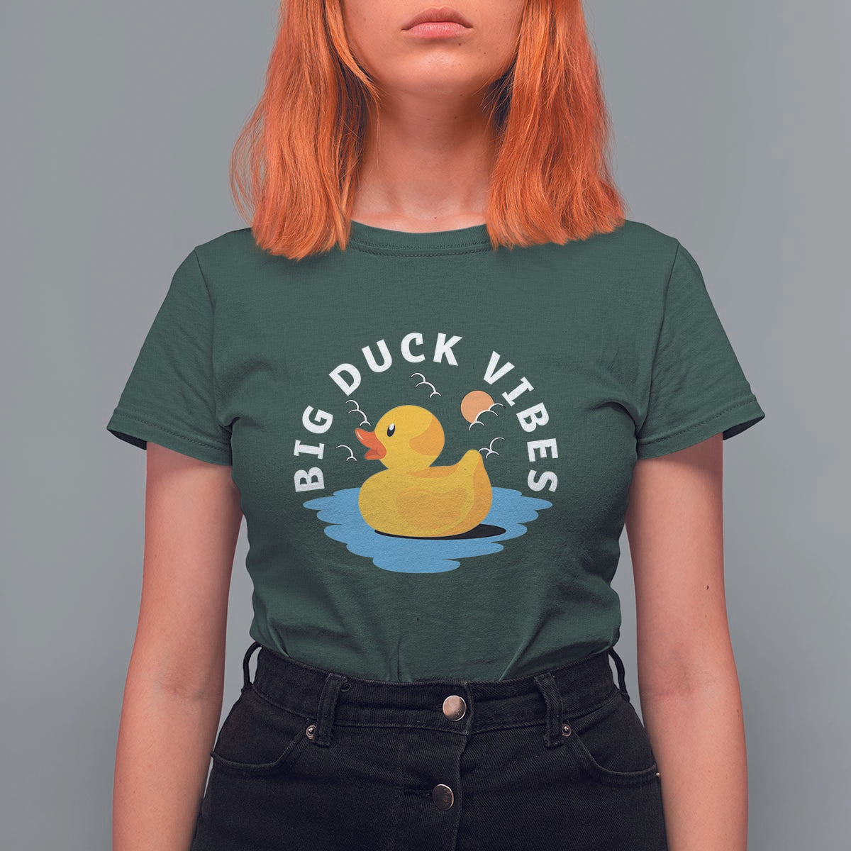Rubber Ducky T Shirt For Women Big Duck Vibes Cute Surfing Ocean Waves Summer Vacation - Wonder Print Shop
