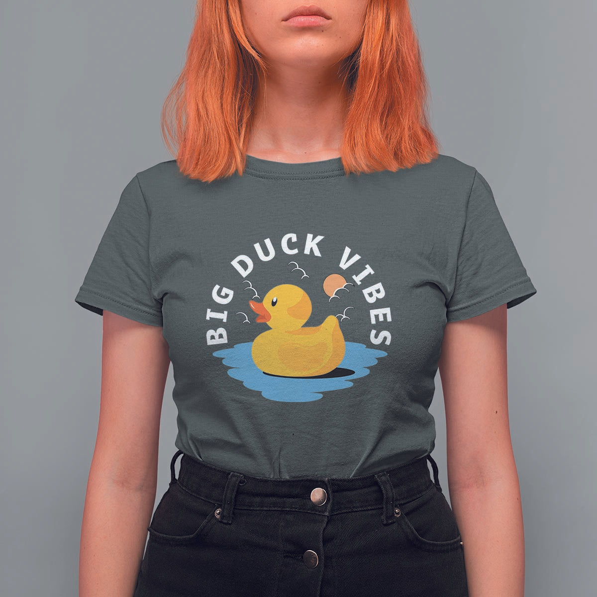 Rubber Ducky T Shirt For Women Big Duck Vibes Cute Surfing Ocean Waves Summer Vacation - Wonder Print Shop