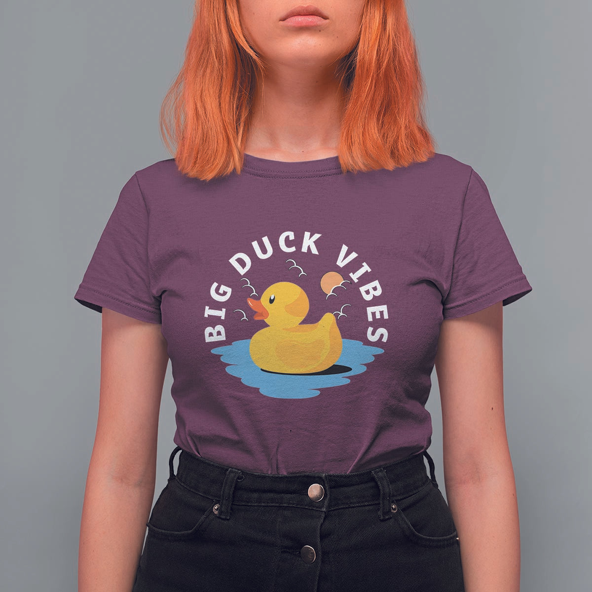 Rubber Ducky T Shirt For Women Big Duck Vibes Cute Surfing Ocean Waves Summer Vacation - Wonder Print Shop