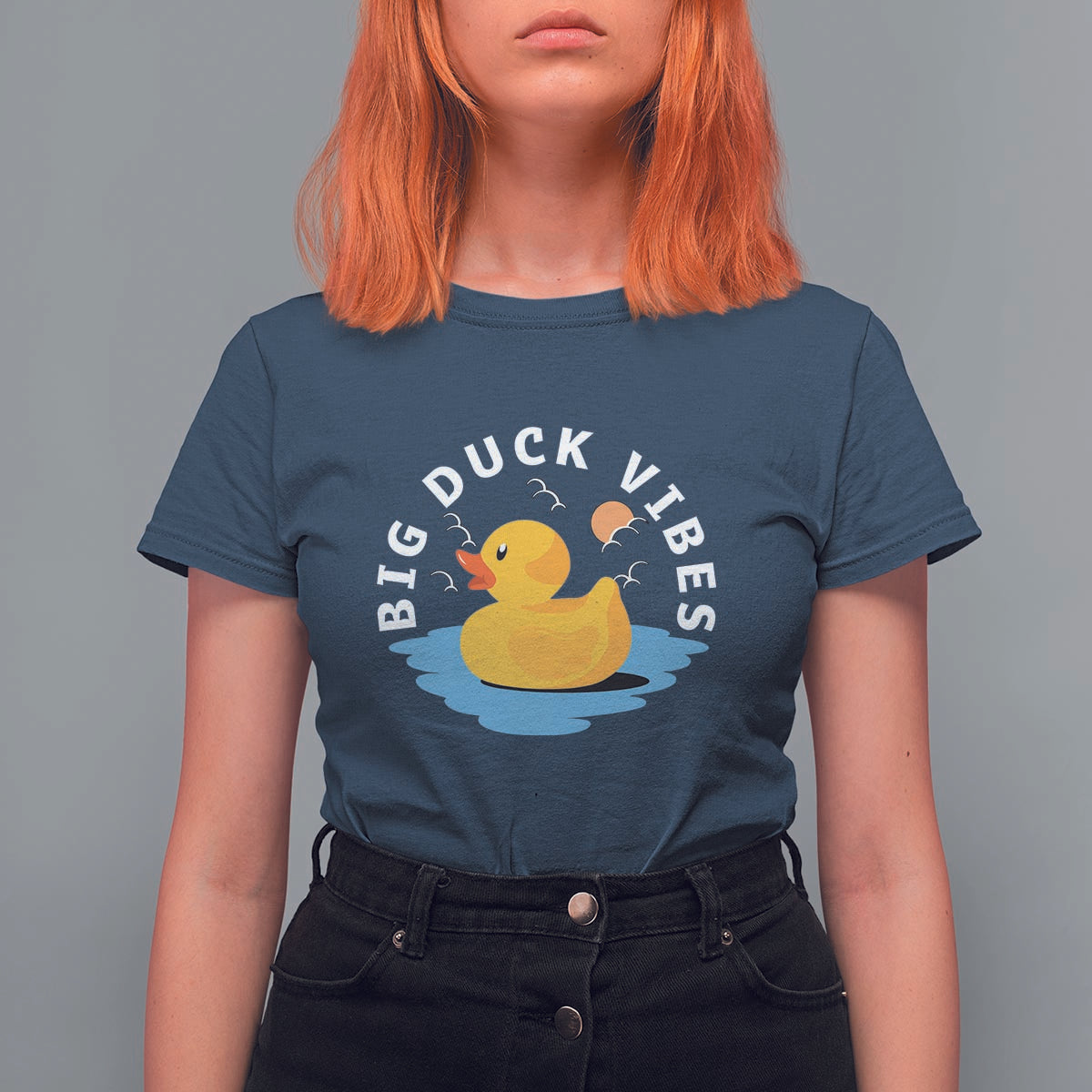 Rubber Ducky T Shirt For Women Big Duck Vibes Cute Surfing Ocean Waves Summer Vacation - Wonder Print Shop