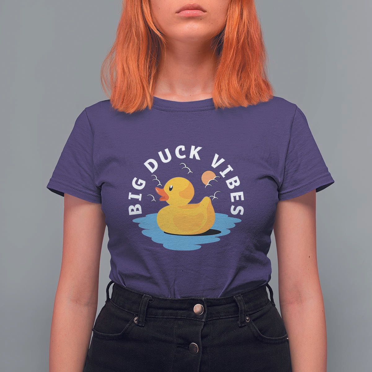 Rubber Ducky T Shirt For Women Big Duck Vibes Cute Surfing Ocean Waves Summer Vacation - Wonder Print Shop
