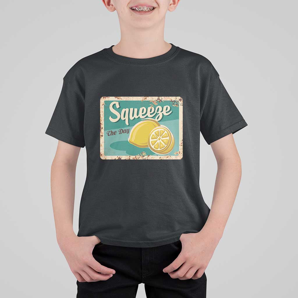 Funny Quote T Shirt For Kid Squeeze The Day Vintage Lemon - Wonder Print Shop
