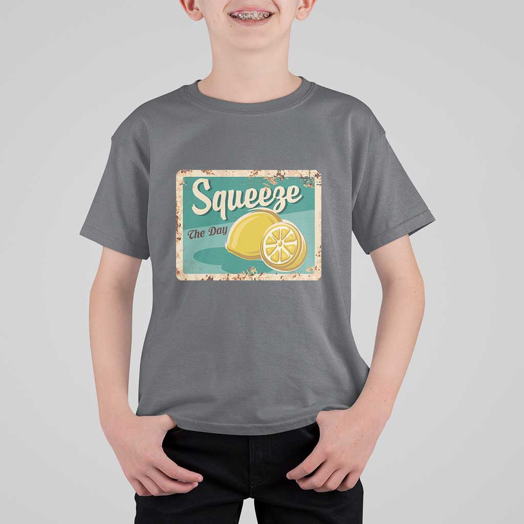 Funny Quote T Shirt For Kid Squeeze The Day Vintage Lemon - Wonder Print Shop