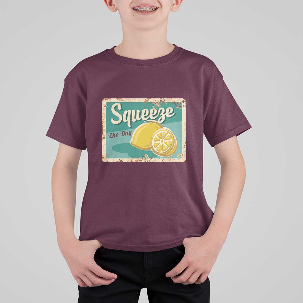 Funny Quote T Shirt For Kid Squeeze The Day Vintage Lemon - Wonder Print Shop