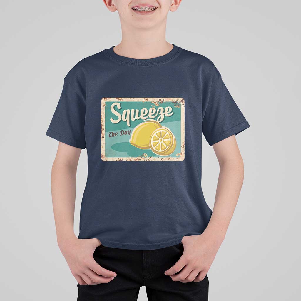 Funny Quote T Shirt For Kid Squeeze The Day Vintage Lemon - Wonder Print Shop