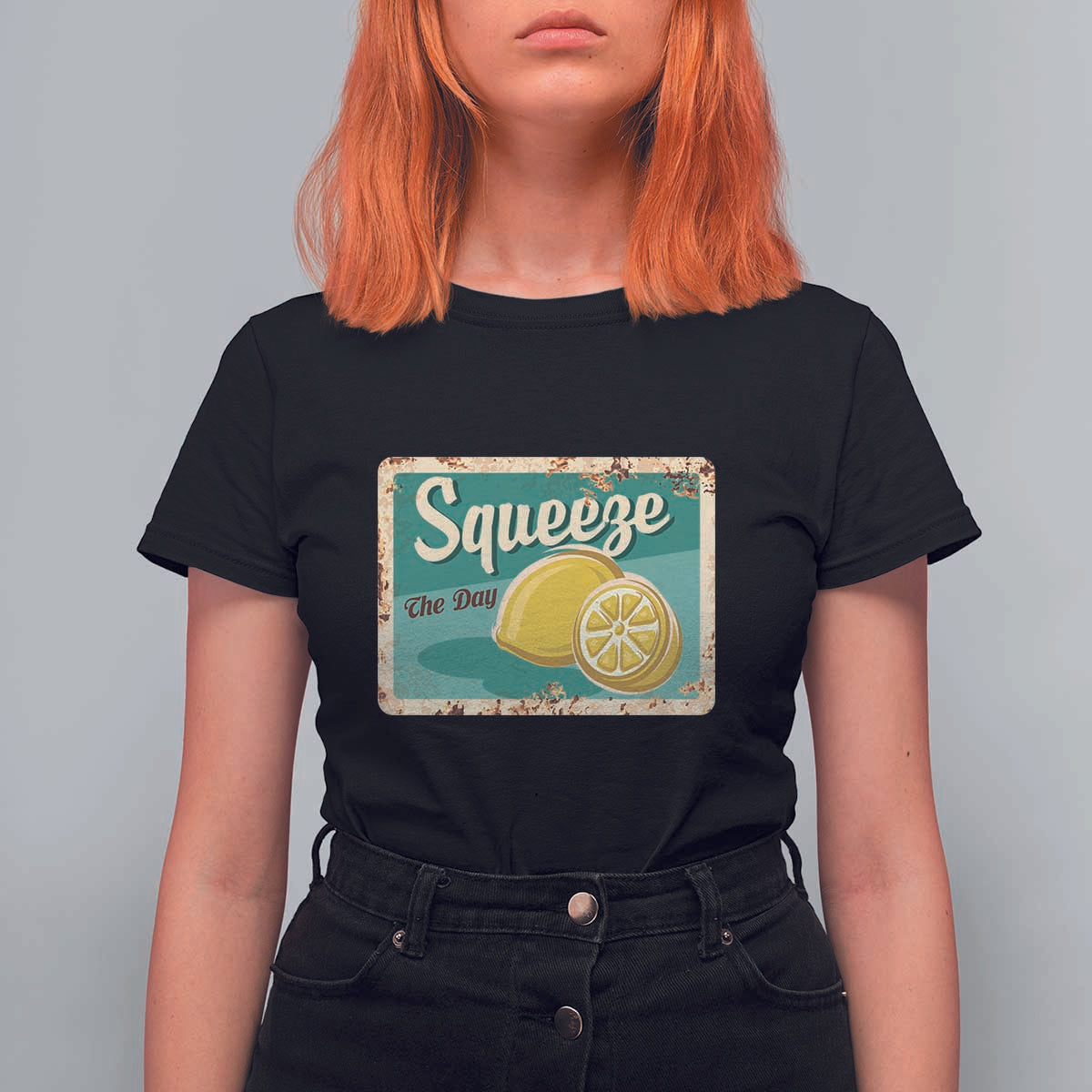 Funny Quote T Shirt For Women Squeeze The Day Vintage Lemon - Wonder Print Shop