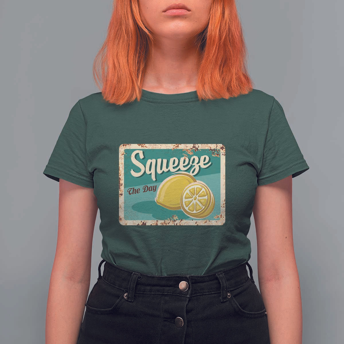 Funny Quote T Shirt For Women Squeeze The Day Vintage Lemon - Wonder Print Shop