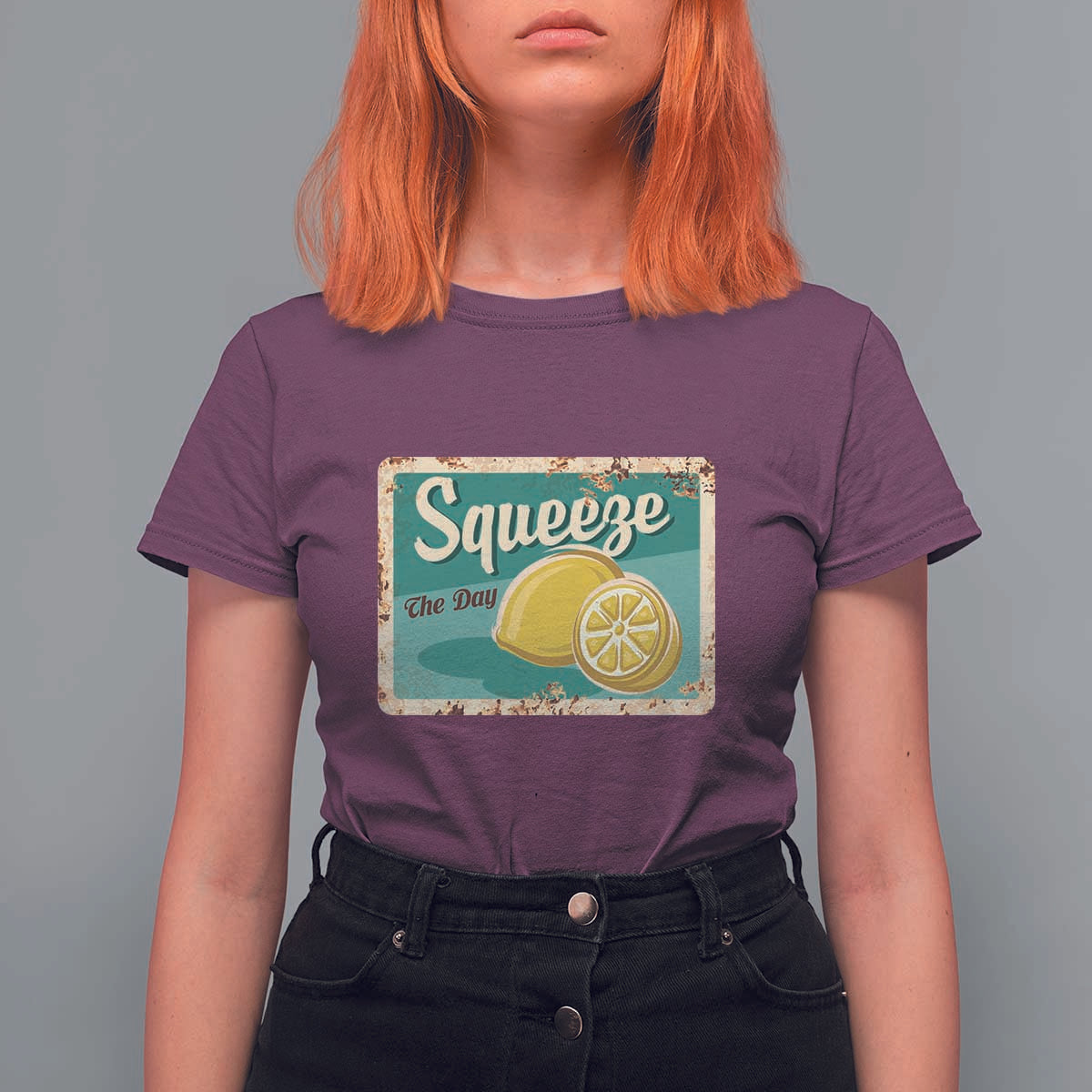 Funny Quote T Shirt For Women Squeeze The Day Vintage Lemon - Wonder Print Shop