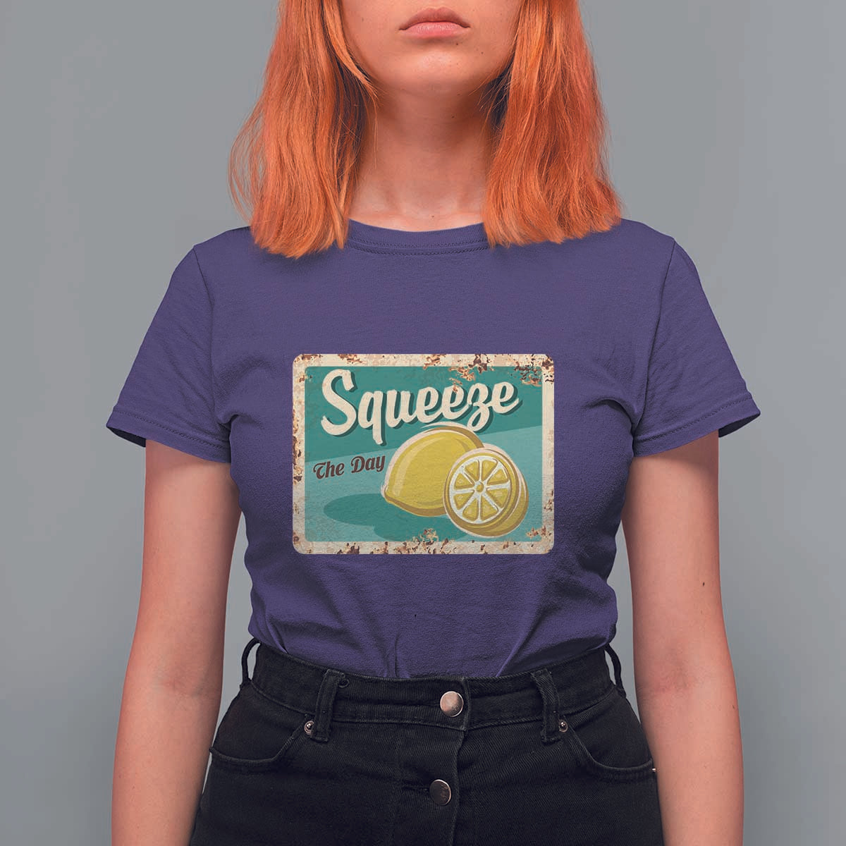 Funny Quote T Shirt For Women Squeeze The Day Vintage Lemon - Wonder Print Shop