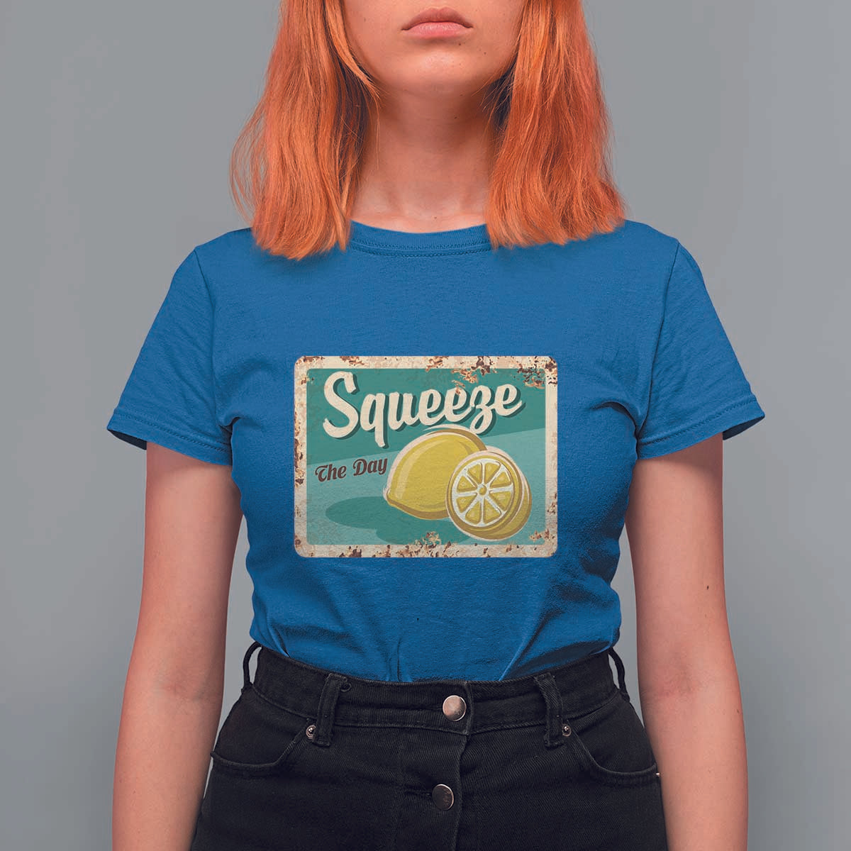 Funny Quote T Shirt For Women Squeeze The Day Vintage Lemon - Wonder Print Shop