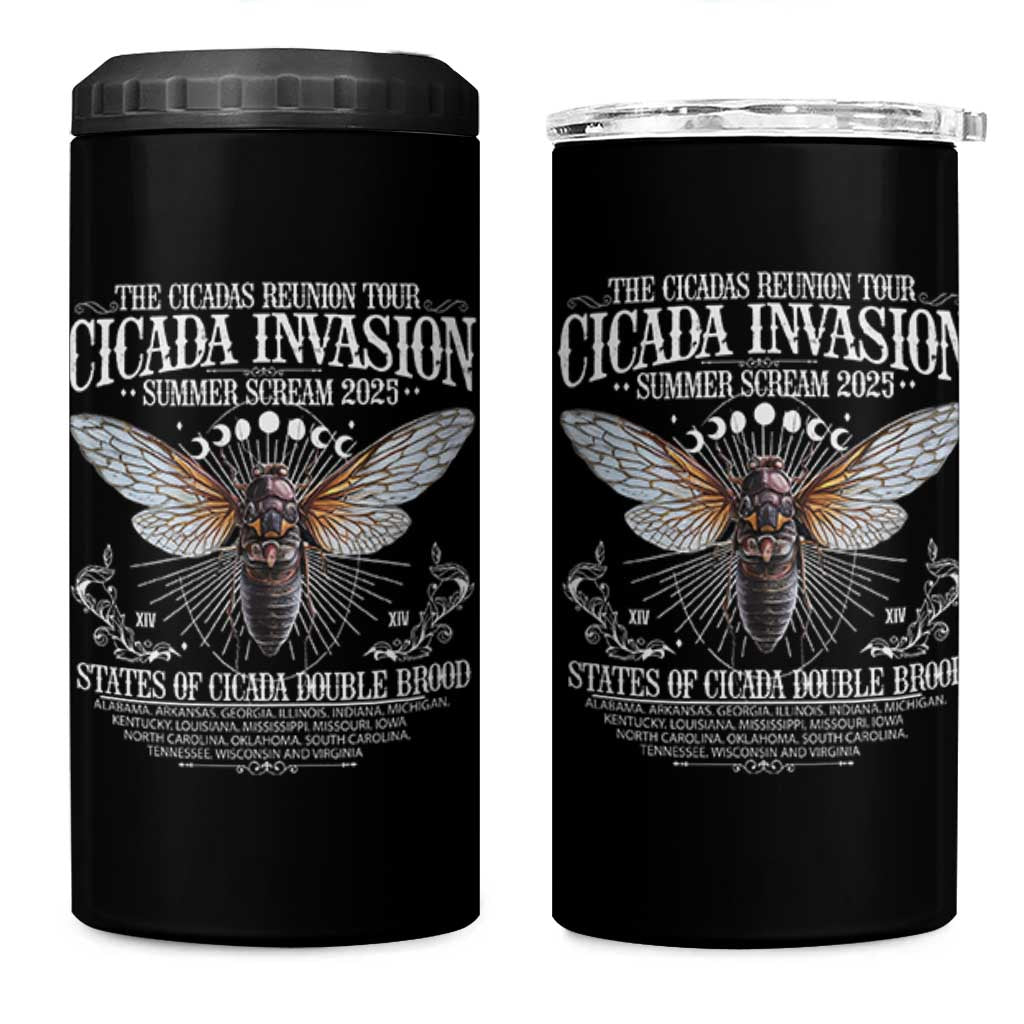 The Cicadas Reunion Tour 2025 4 in 1 Can Cooler Tumbler Cicada Invasion Brood XIV Vintage Concert Fest