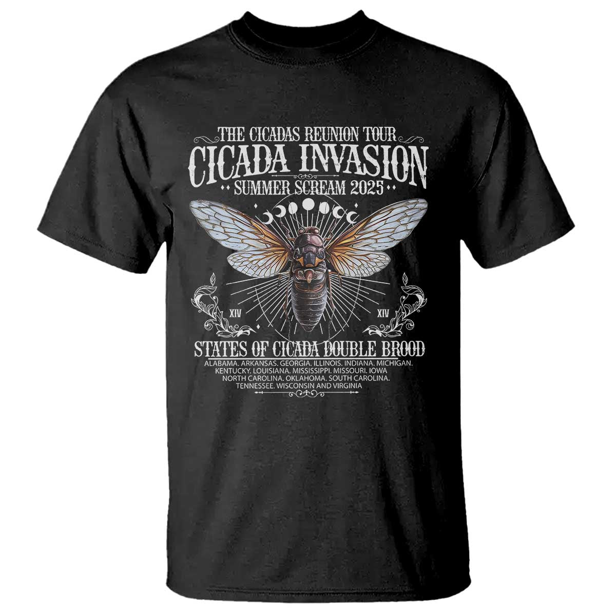 The Cicadas Reunion Tour 2025 T Shirt Cicada Invasion Brood XIV Vintage Concert Fest