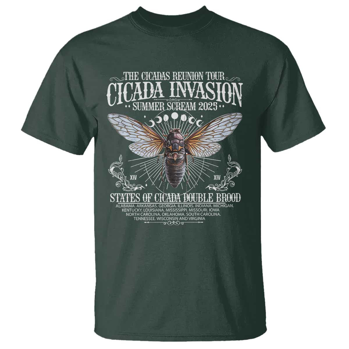 The Cicadas Reunion Tour 2025 T Shirt Cicada Invasion Brood XIV Vintage Concert Fest