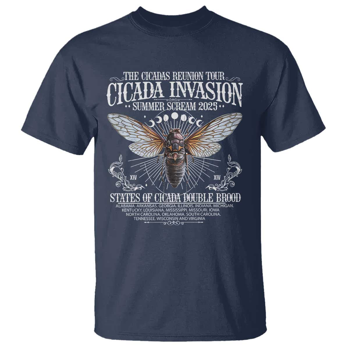 The Cicadas Reunion Tour 2025 T Shirt Cicada Invasion Brood XIV Vintage Concert Fest