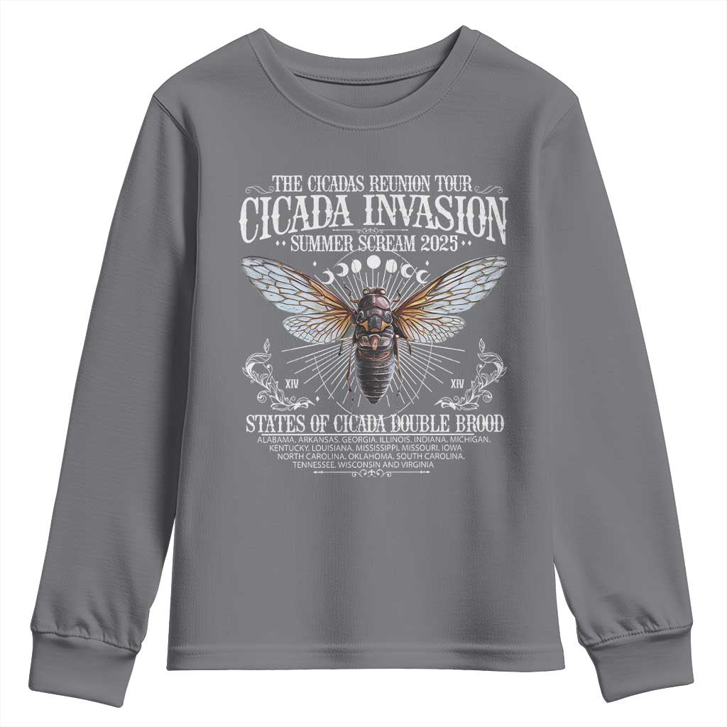 The Cicadas Reunion Tour 2025 Youth Sweatshirt Cicada Invasion Brood XIV Vintage Concert Fest