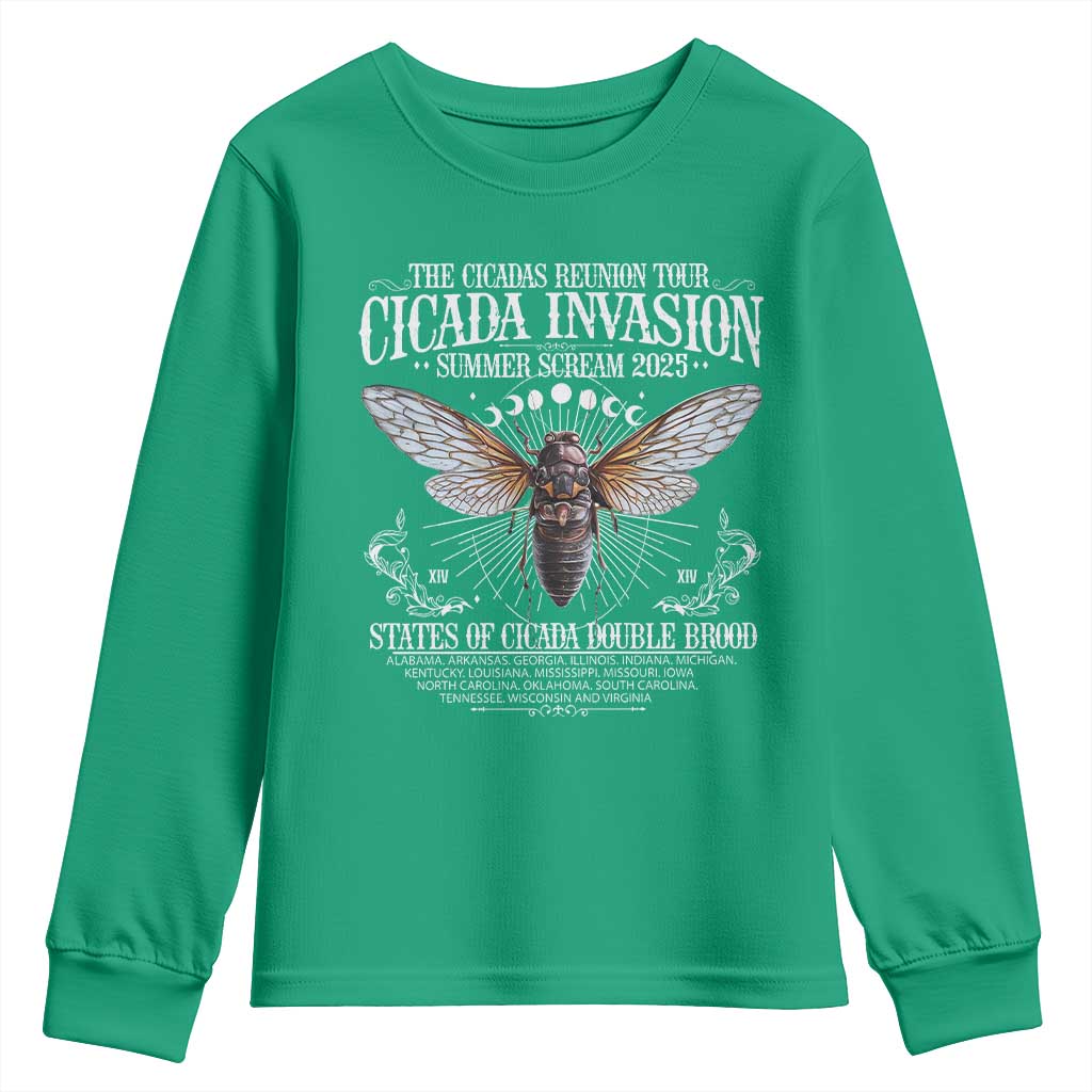 The Cicadas Reunion Tour 2025 Youth Sweatshirt Cicada Invasion Brood XIV Vintage Concert Fest